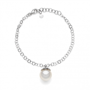 Silver bracelet with crystal pearl