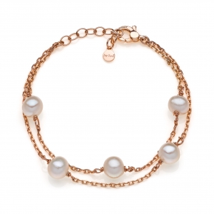 Silver bracelet with freshwater pearls