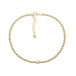 Silver anklet with pearl