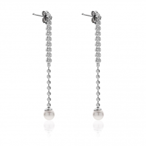 Silver earrings with crystal pearls